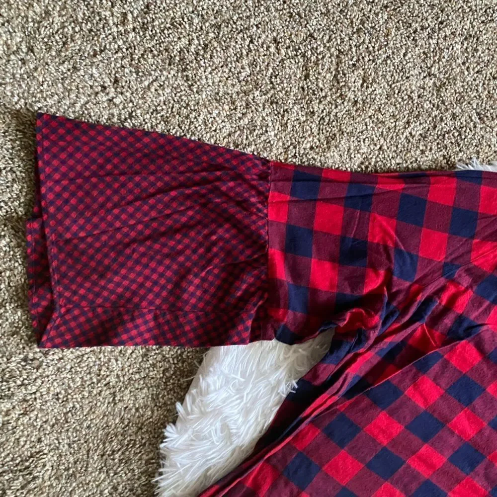 J. Crew Mercantile‎ Plaid Top Womens Size 24 Red Blue Wide Sleeves